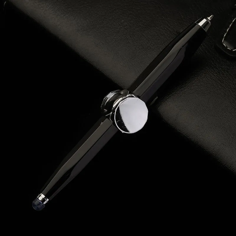 Black metal pen with central bearing