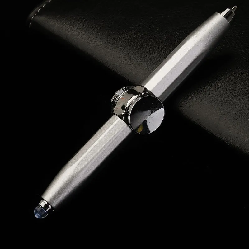 Silver metal pen with central bearing