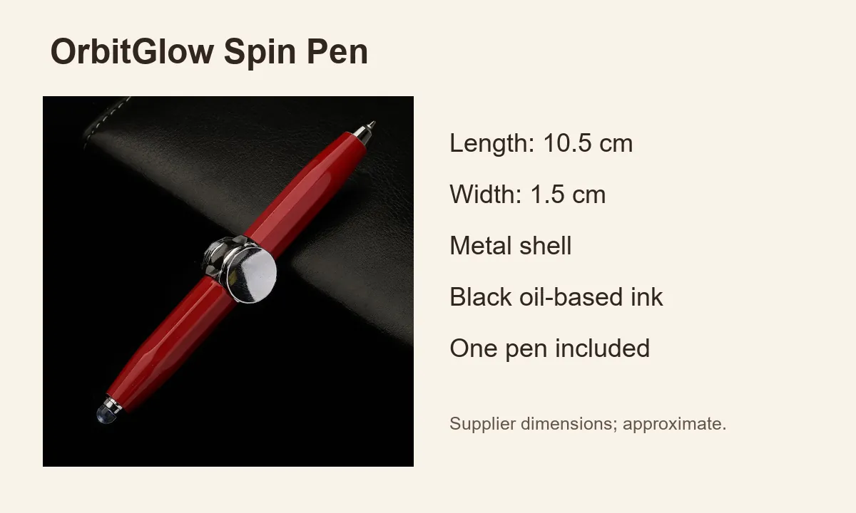 OrbitGlow pen dimensions: approximately 10.5 × 1.5 cm